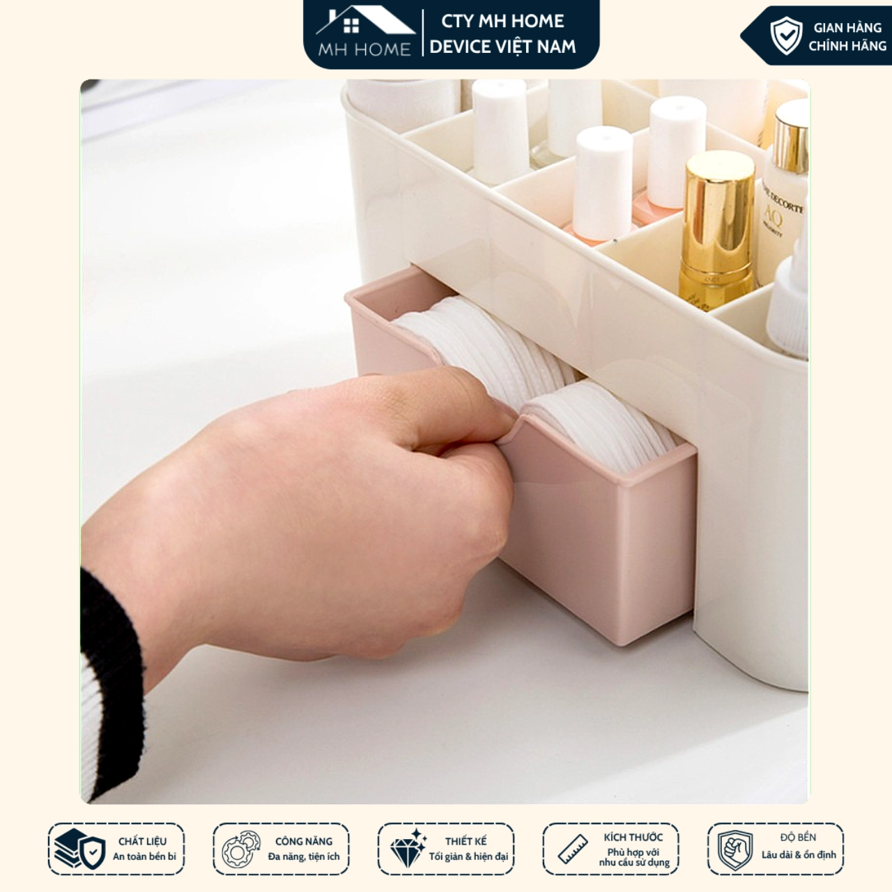 Kệ đựng mỹ phẩm nhỏ gọn tiện lợi - Kệ mỹ phẩm 1 tầng nhiều ngăn, Tiết kiệm không gian gọn gàng